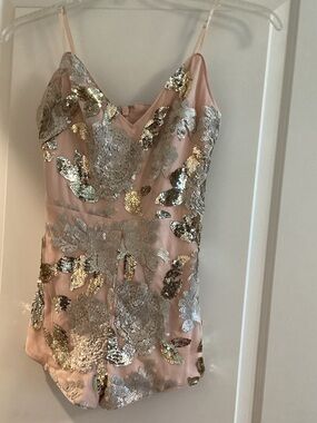 bebe Pink Sequin Embellished Romper